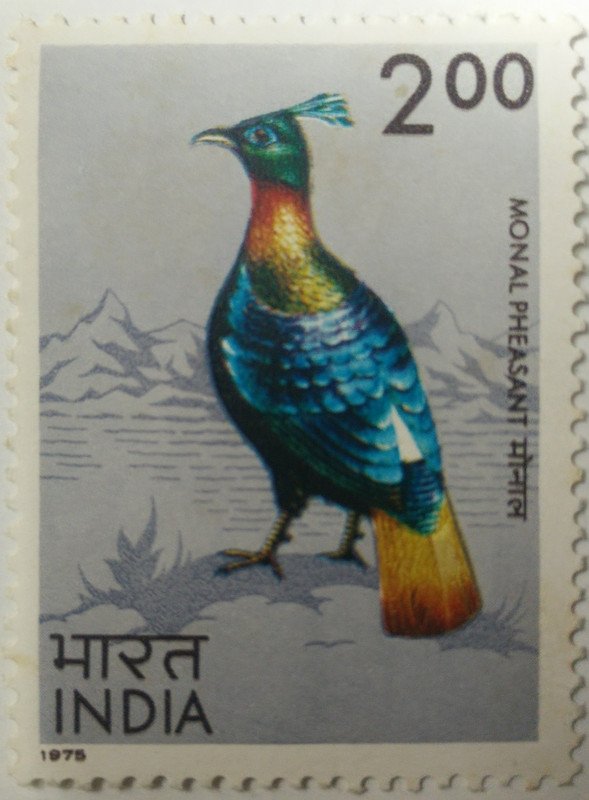Monal Pheasant. Monal Pheasant, Himalayan Monal, Lophophorus impejanus, Impeyan Monal, Impeyan Pheasant, Danphe,Pheasant,Rs. 2  (Hinged/Gum washed)