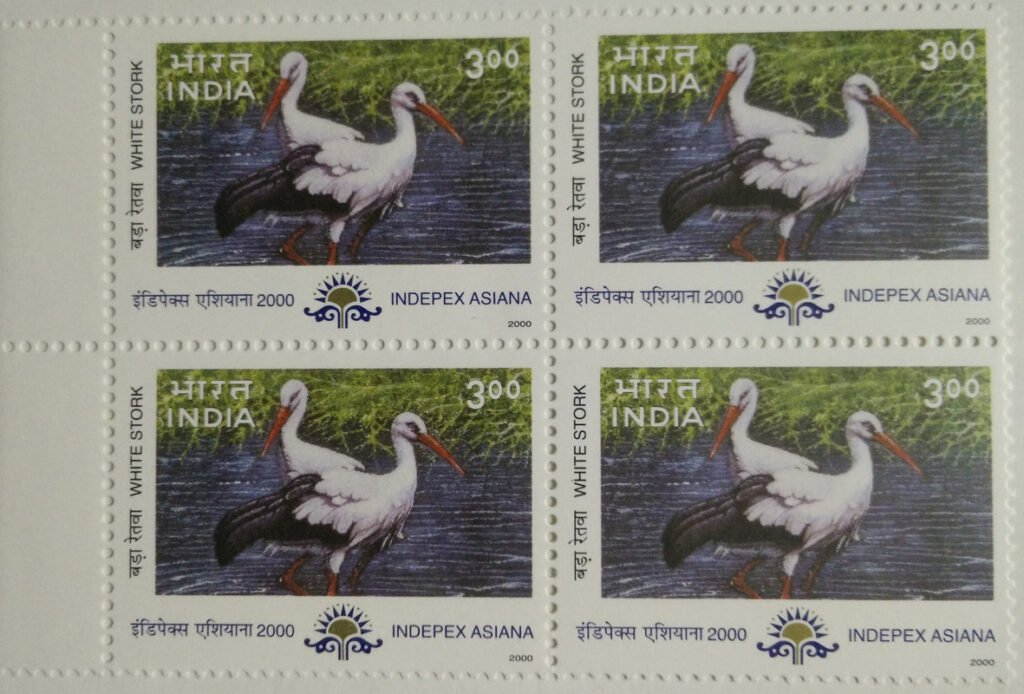 White stork Migratory Birds Thematic Indepex Asiana 2000 Rs.3