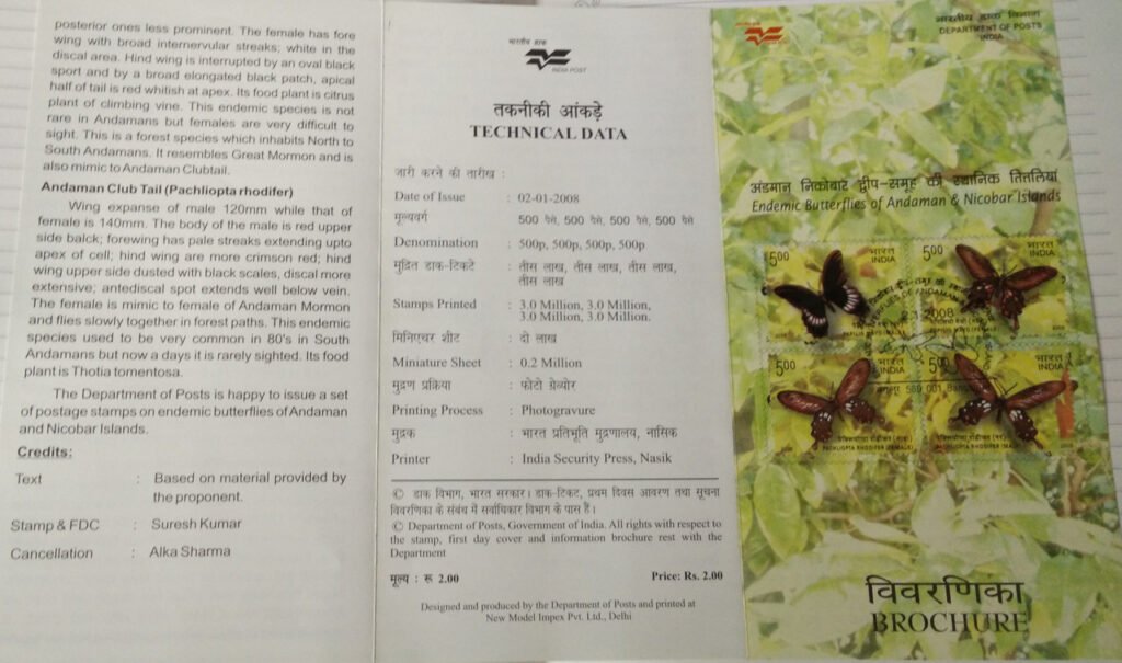 Endemic Butterflies of Andaman & Nicobar Island  (Set of 4)  (SBR)