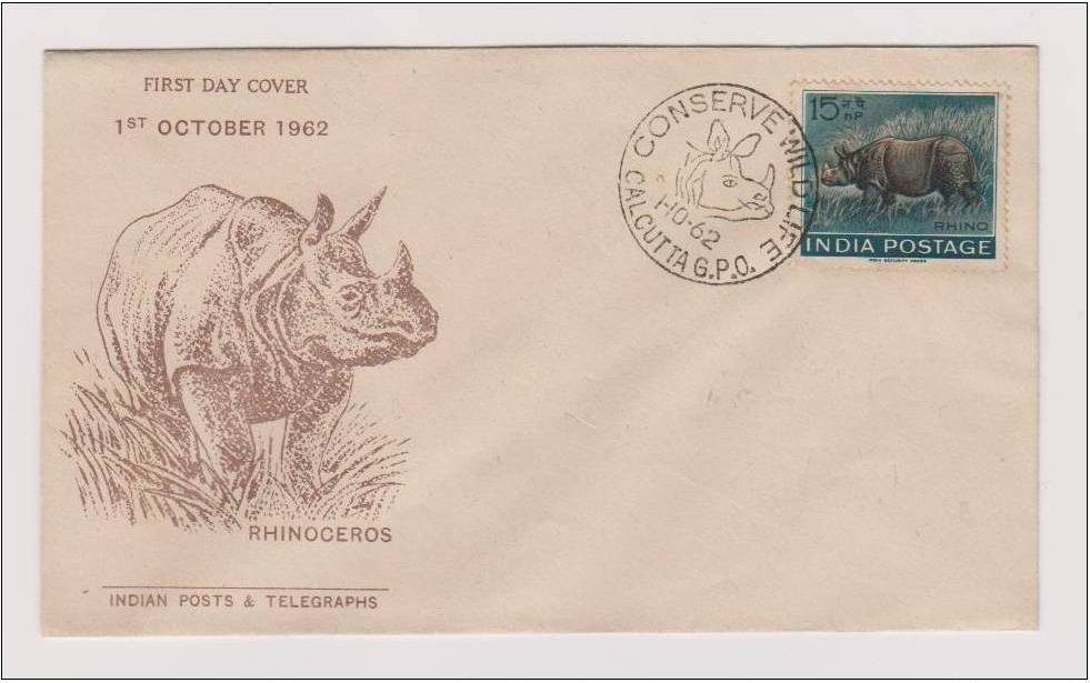 First Day Cover 01 Oct.'62 Wlidlife Week. (fdc-1962) (Spots/hinged/slightly damaged/Paper Stuck)