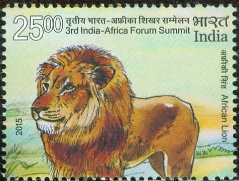 3rd Indi3rd India - Africa Forum Summit Summit, Event, Wild Life, African Lion, Panthera Leo Rs. 5 - MNHa - Africa Forum Summit Summit, Event, Wild Life, African Lion, Panthera Leo Rs. 5 - MNH