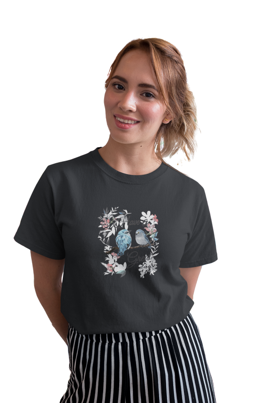 wildlifekart.com Presents Women Cotton Regular Fit T-Shirt | Design : tiger head on black background