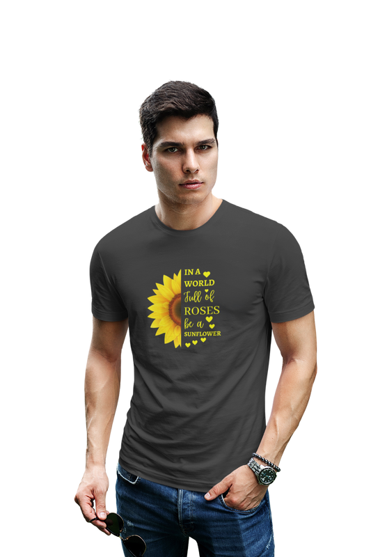wildlifekart.com Presents Men Cotton Regular Fit T-Shirt | Design : Sunflower