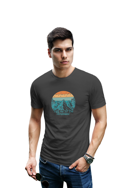 wildlifekart.com Presents Men Cotton Regular Fit T-Shirt | Design : take me to the mountains multicolor sun