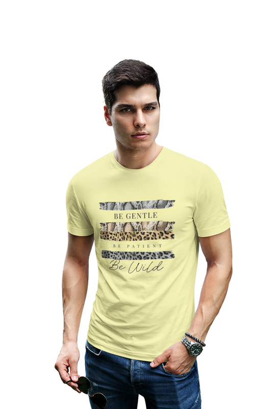 wildlifekart.com Presents Men Cotton Regular Fit T-Shirt | Design : be gentle be patient be wild black font