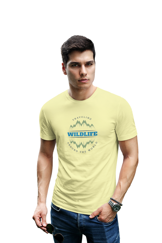 wildlifekart.com Presents Men Cotton Regular Fit T-Shirt | Design : wildlife travelling around the world