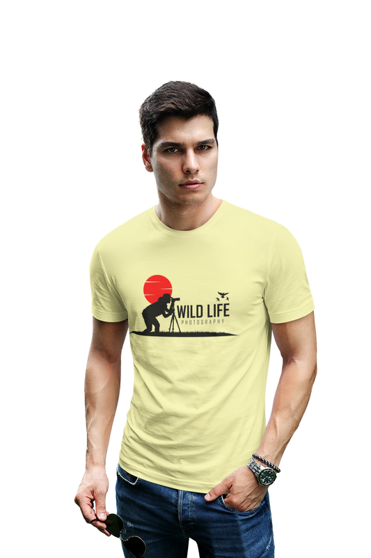 wildlifekart.com Presents Men Cotton Regular Fit T-Shirt | Design : cameraman wildlife photography