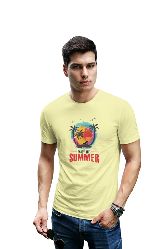 wildlifekart.com Presents Men Cotton Regular Fit T-Shirt | Design : enjoy the summer