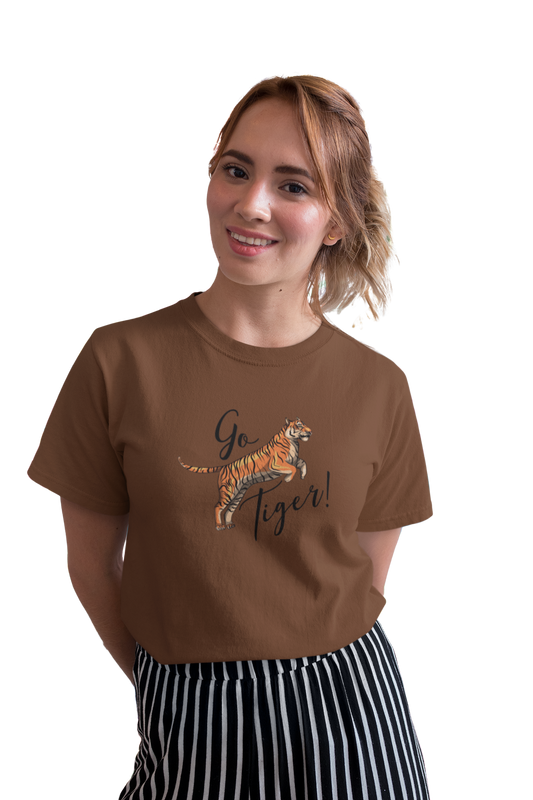 wildlifekart.com Presents Women Cotton Regular Fit T-Shirt | Design : Go Tiger