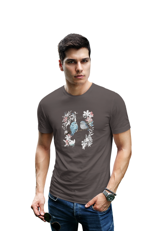 Wildlifekart.com Presents Men Cotton Regular Fit T-Shirt | Design : 2 birds have a great day - Image 3