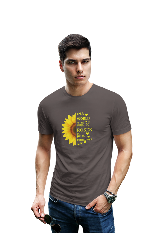wildlifekart.com Presents Men Cotton Regular Fit T-Shirt | Design : Sunflower - Image 2