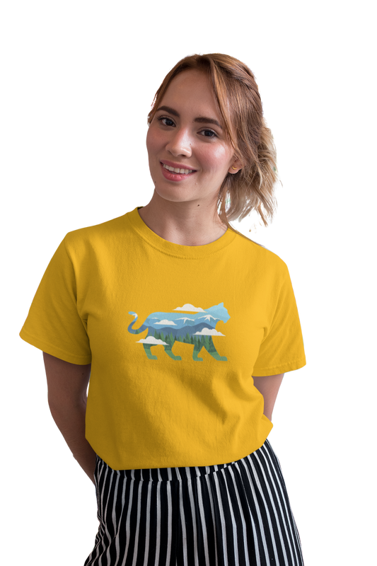 wildlifekart.com Presents Women Cotton Regular Fit T-Shirt | Design : blue green tiger clouds - Image 3