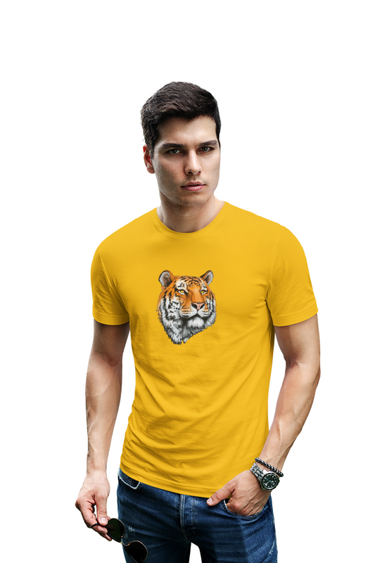 wildlifekart.com Presents Men Cotton Regular Fit T-Shirt | Design : tiger face closeup - Image 4