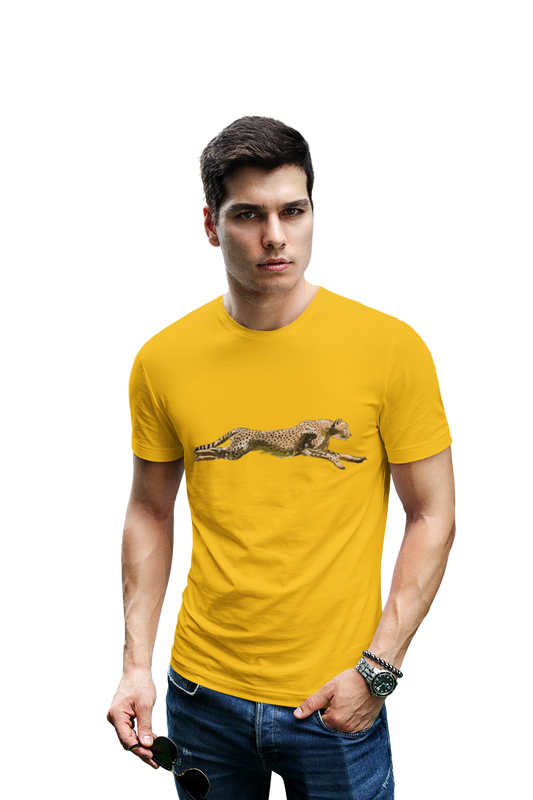 wildlifekart.com Presents Men Cotton Regular Fit T-Shirt | Design : cheetah running