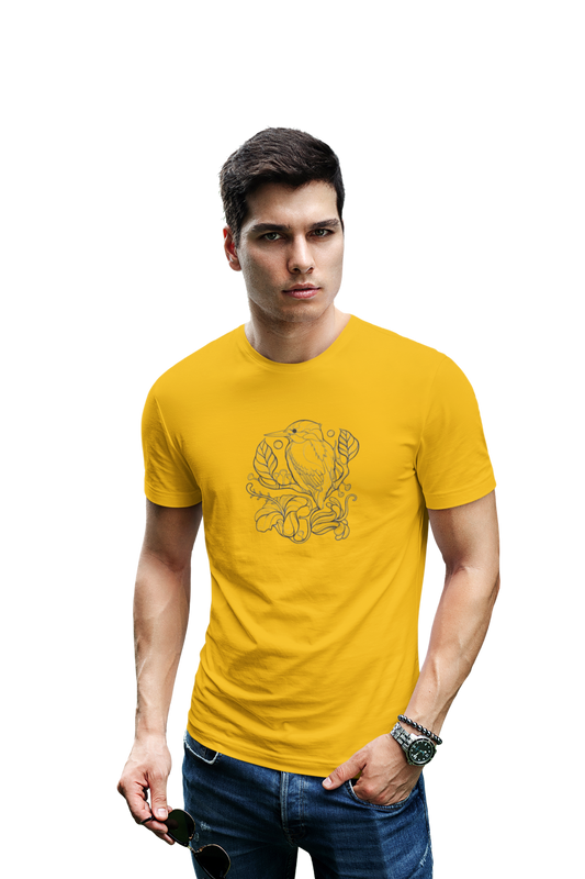 wildlifekart.com Presents Men Cotton Regular Fit T-Shirt | Design : kingfisher only black outline - Image 2
