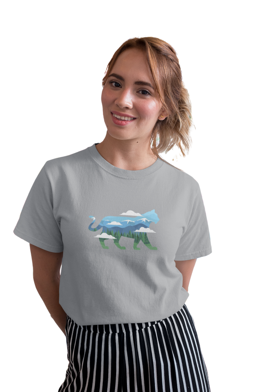 wildlifekart.com Presents Women Cotton Regular Fit T-Shirt | Design : blue green tiger clouds - Image 10