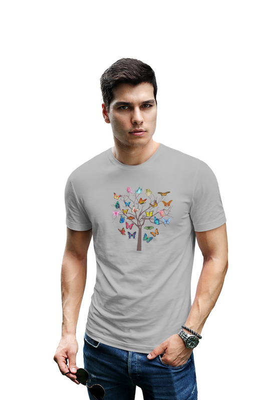 wildlifekart.com Presents Men Cotton Regular Fit T-Shirt | Design : many butterflies on tree - Image 9