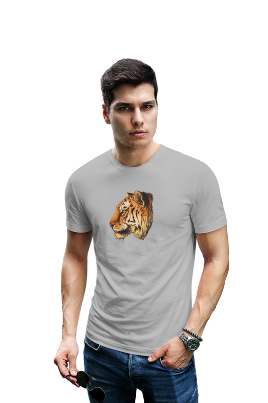 wildlifekart.com Presents Men Cotton Regular Fit T-Shirt | Design : tiger closeup complete side face - Image 11