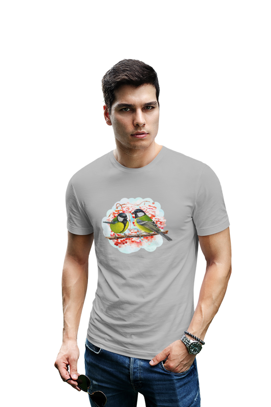 wildlifekart.com Presents Men Cotton Regular Fit T-Shirt | Design : two yellow birds on branch - Image 11