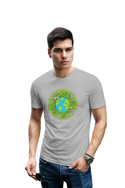 wildlifekart.com Presents Men Cotton Regular Fit T-Shirt | Design : earth in green circle - Image 11