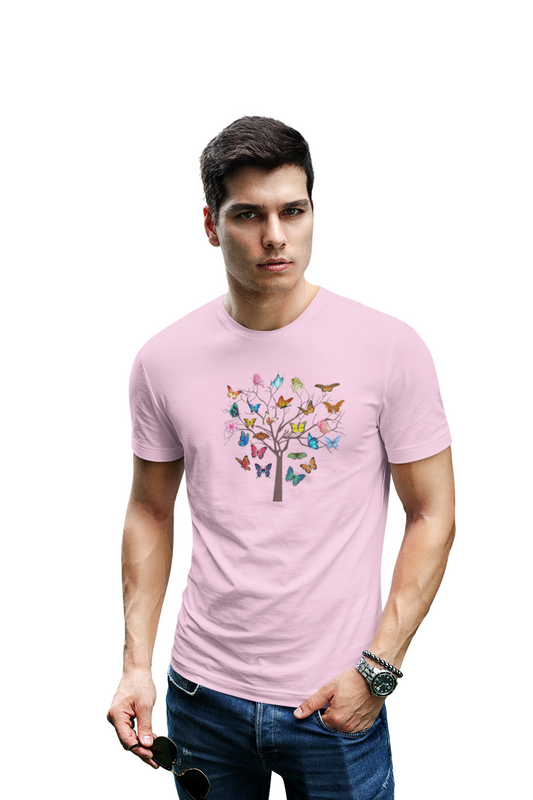 wildlifekart.com Presents Men Cotton Regular Fit T-Shirt | Design : many butterflies on tree - Image 4