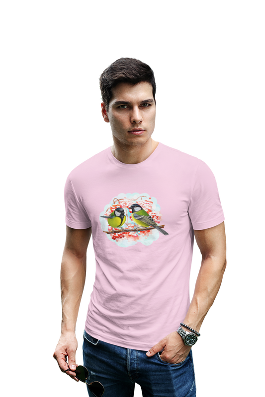 wildlifekart.com Presents Men Cotton Regular Fit T-Shirt | Design : two yellow birds on branch - Image 5