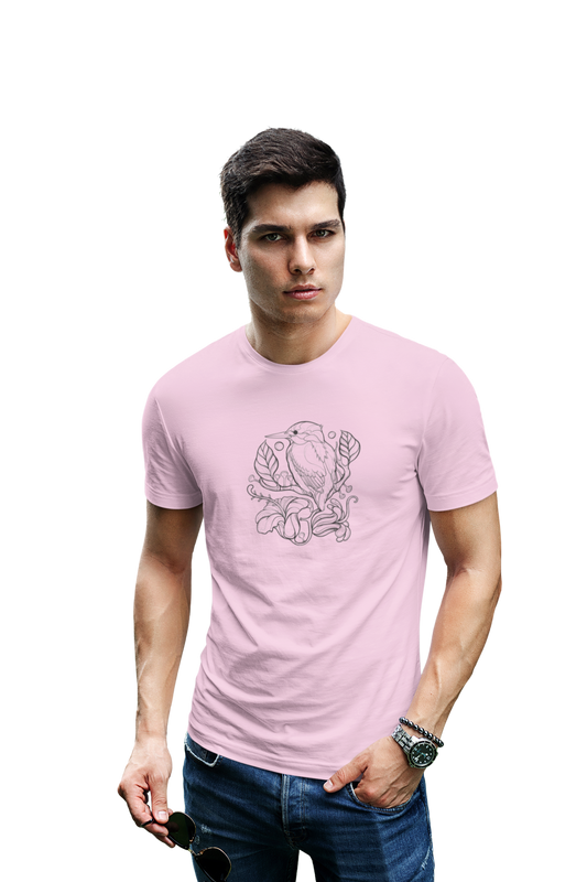 wildlifekart.com Presents Men Cotton Regular Fit T-Shirt | Design : kingfisher only black outline - Image 3