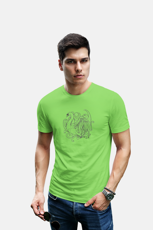 wildlifekart.com Presents Men Cotton Regular Fit T-Shirt | Design : swan and flowers - Image 4