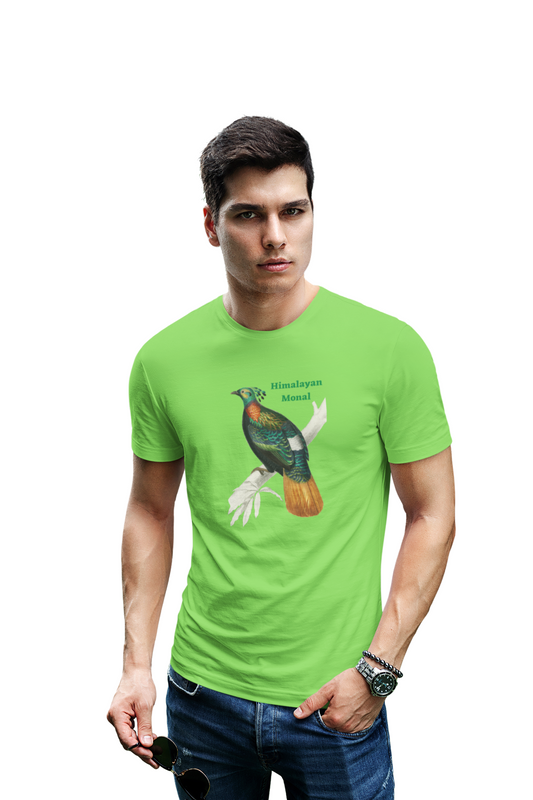 wildlifekart.com Presents Men Cotton Regular Fit T-Shirt | Design : Himalayan Monal - Image 6