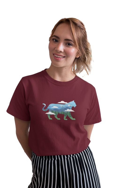 wildlifekart.com Presents Women Cotton Regular Fit T-Shirt | Design : blue green tiger clouds - Image 11