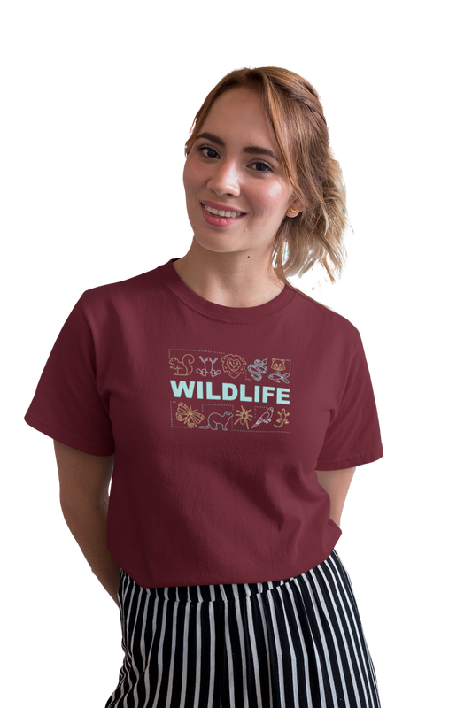 wildlifekart.com Presents Women Cotton Regular Fit T-Shirt | Design : wildlife text lion, snake, frog - Image 5