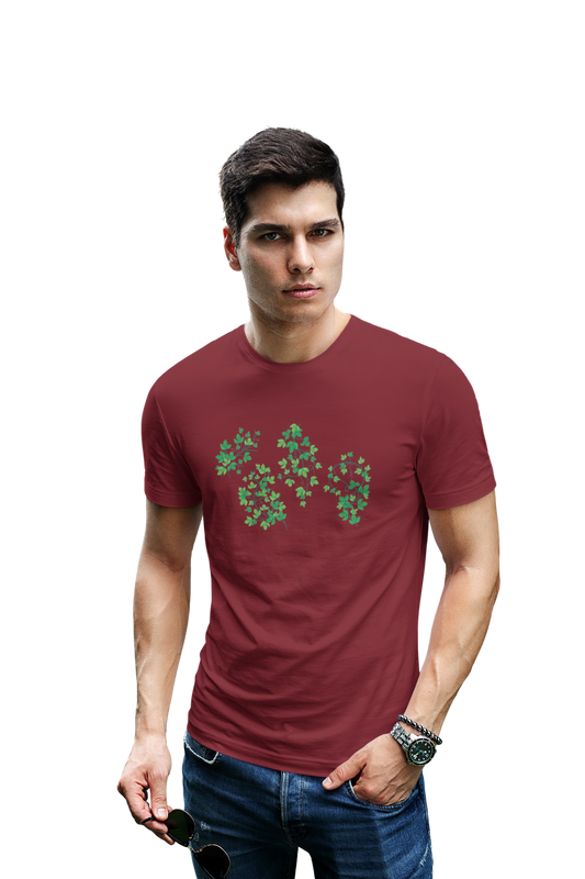 wildlifekart.com Presents Men Cotton Regular Fit T-Shirt | Design : 4 green leaves - Image 13