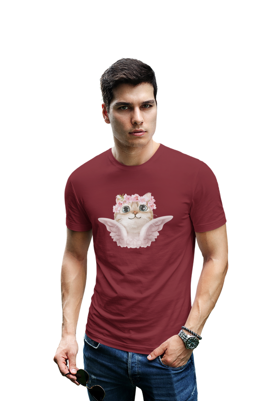 wildlifekart.com Presents Men Cotton Regular Fit T-Shirt | Design : cat with wings - Image 12