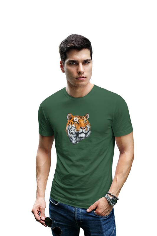 wildlifekart.com Presents Men Cotton Regular Fit T-Shirt | Design : tiger face closeup - Image 13