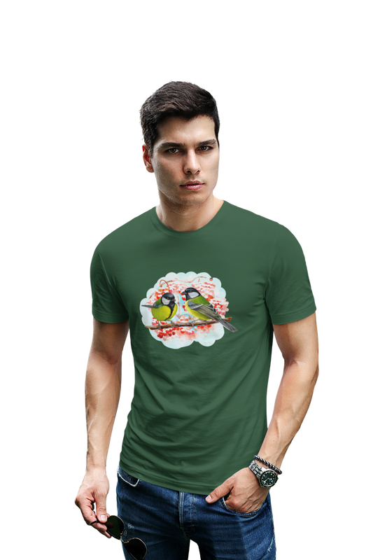 wildlifekart.com Presents Men Cotton Regular Fit T-Shirt | Design : two yellow birds on branch - Image 13