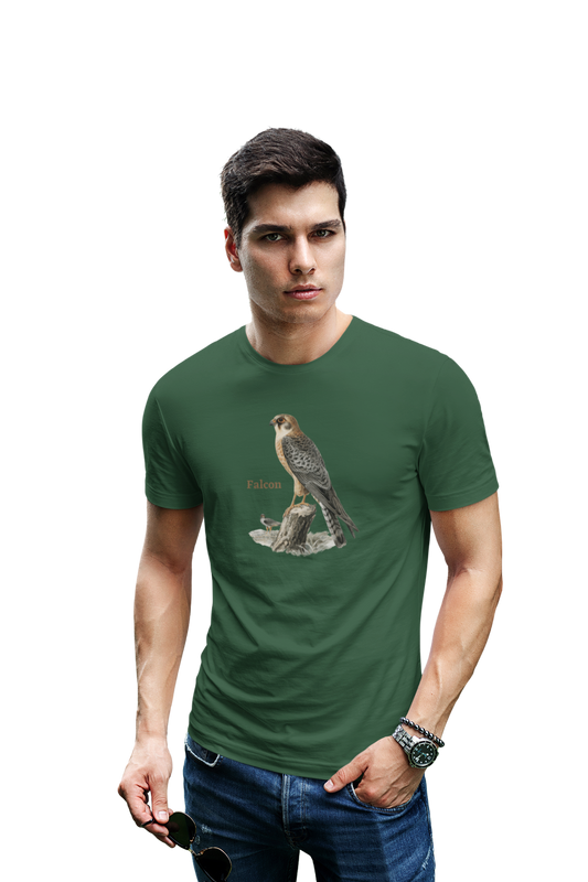 wildlifekart.com Presents Men Cotton Regular Fit T-Shirt | Design : Falcon