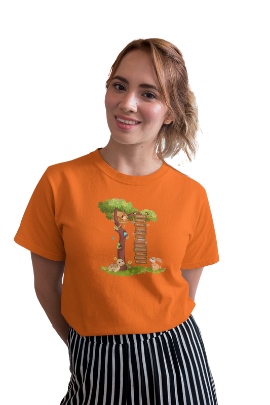 wildlifekart.com Presents Women Cotton Regular Fit T-Shirt | Design : tree with months list - Image 6