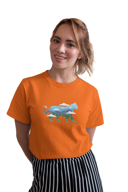 wildlifekart.com Presents Women Cotton Regular Fit T-Shirt | Design : blue green tiger clouds - Image 6