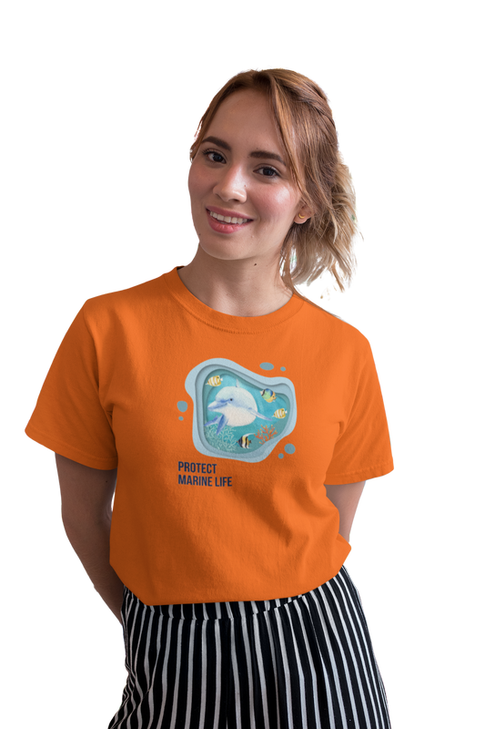 wildlifekart.com Presents Women Cotton Regular Fit T-Shirt | Design : pretech marine life - Image 6