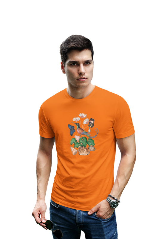 wildlifekart.com Presents Men Cotton Regular Fit T-Shirt | Design : Long tail bird 2 butterfly - Image 6