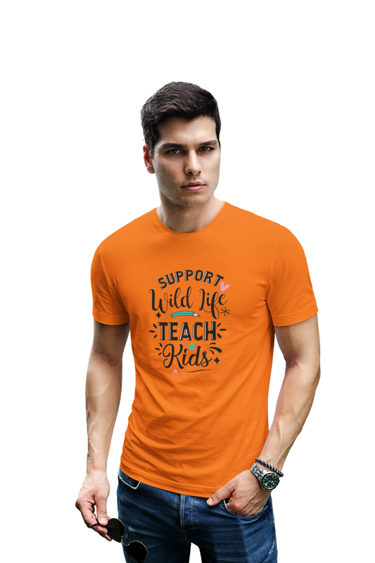 wildlifekart.com Presents Men Cotton Regular Fit T-Shirt | Design : support wildlife teach kids - Image 6