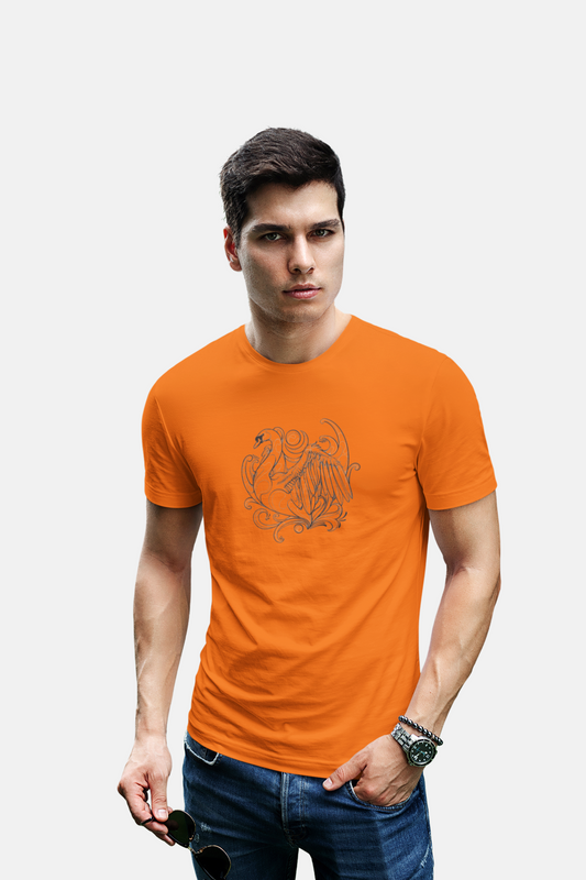 wildlifekart.com Presents Men Cotton Regular Fit T-Shirt | Design : swan and flowers - Image 5