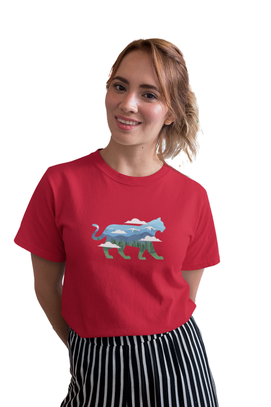 wildlifekart.com Presents Women Cotton Regular Fit T-Shirt | Design : blue green tiger clouds - Image 7
