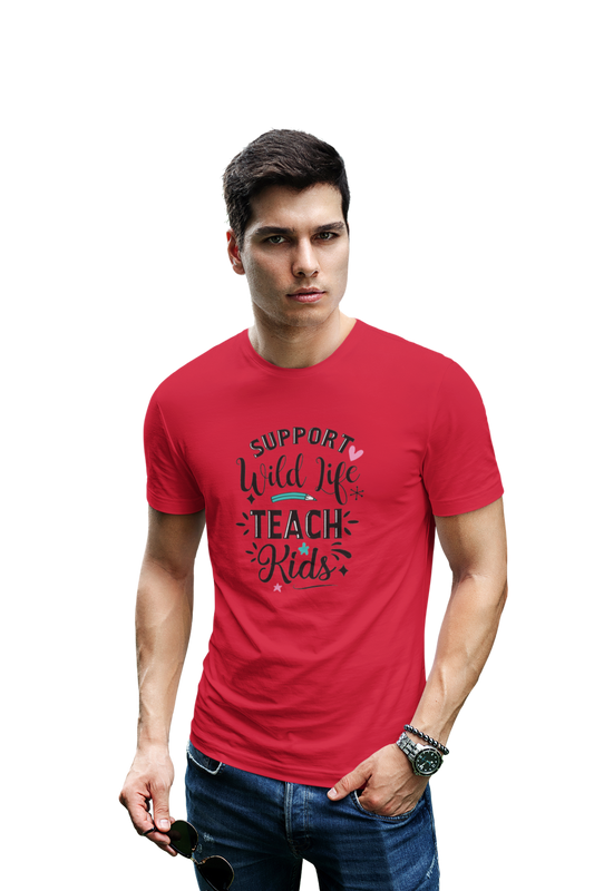 wildlifekart.com Presents Men Cotton Regular Fit T-Shirt | Design : support wildlife teach kids - Image 7