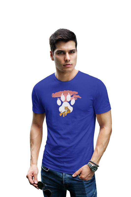 wildlifekart.com Presents Men Cotton Regular Fit T-Shirt | Design : tiger tree and pugmark - Image 9