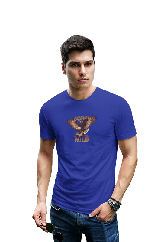 wildlifekart.com Presents Men Cotton Regular Fit T-Shirt | Design : born to be wild eagle