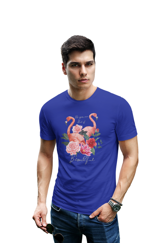 wildlifekart.com Presents Men Cotton Regular Fit T-Shirt | Design : be your beautiful flamingo