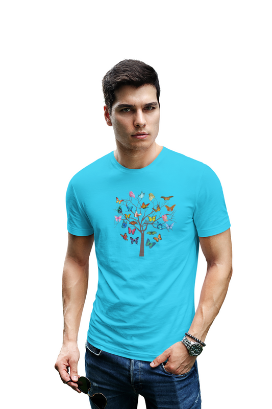 wildlifekart.com Presents Men Cotton Regular Fit T-Shirt | Design : many butterflies on tree - Image 8