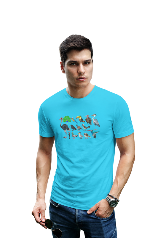 wildlifekart.com Presents Men Cotton Regular Fit T-Shirt | Design : 14 bird drawings - Image 10