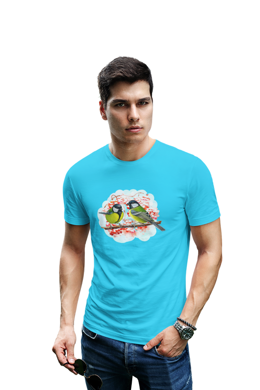 wildlifekart.com Presents Men Cotton Regular Fit T-Shirt | Design : two yellow birds on branch - Image 9